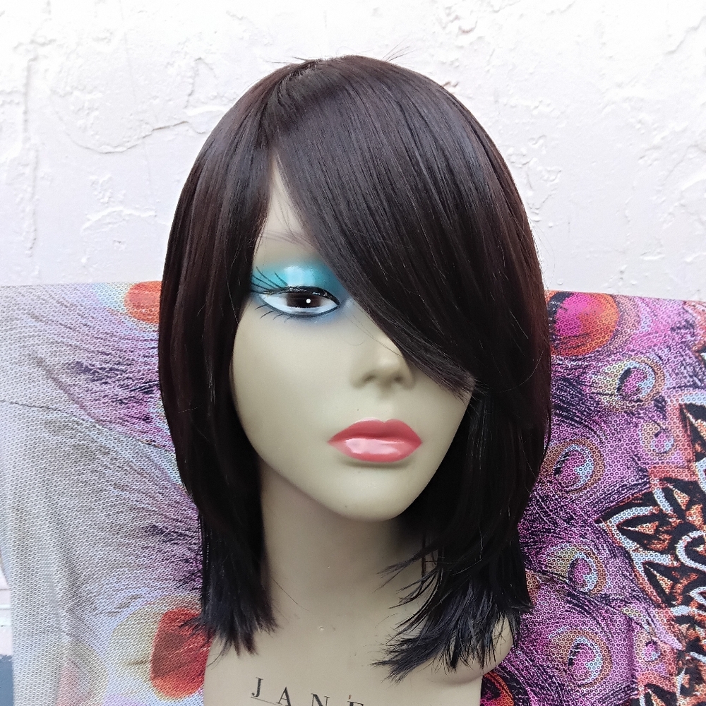 SOLD! 12" Remy Human Layered Bob Swoop Bang Glueless Hair Wig
